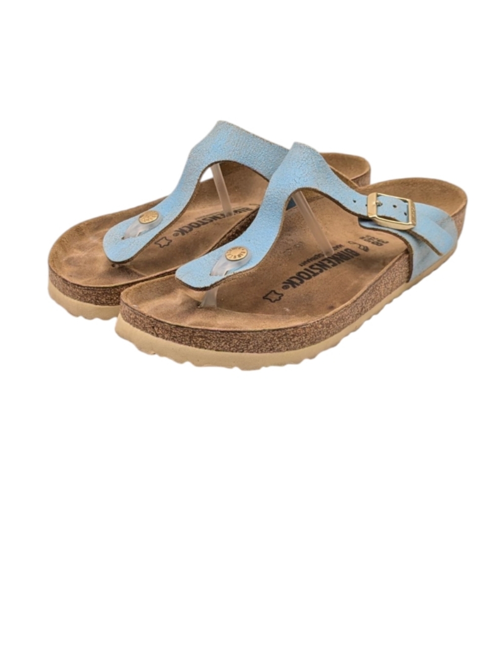 Birkenstock Gizeh Washed Metallic Blue Leather Sandals EU 38 US L7 M5 S4089 - Picture 8 of 12
